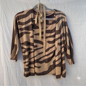 J.Elizabeth Brown and Tan Zebra Print Cardigan
